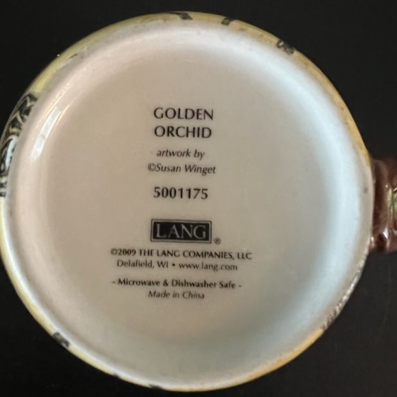 Two (2) LANG Golden Dragonfly & Golden Orchid Mug by Susan Winget ~ Vintage - Picture 8 of 8
